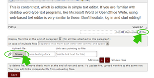 Uploading document files to the pages